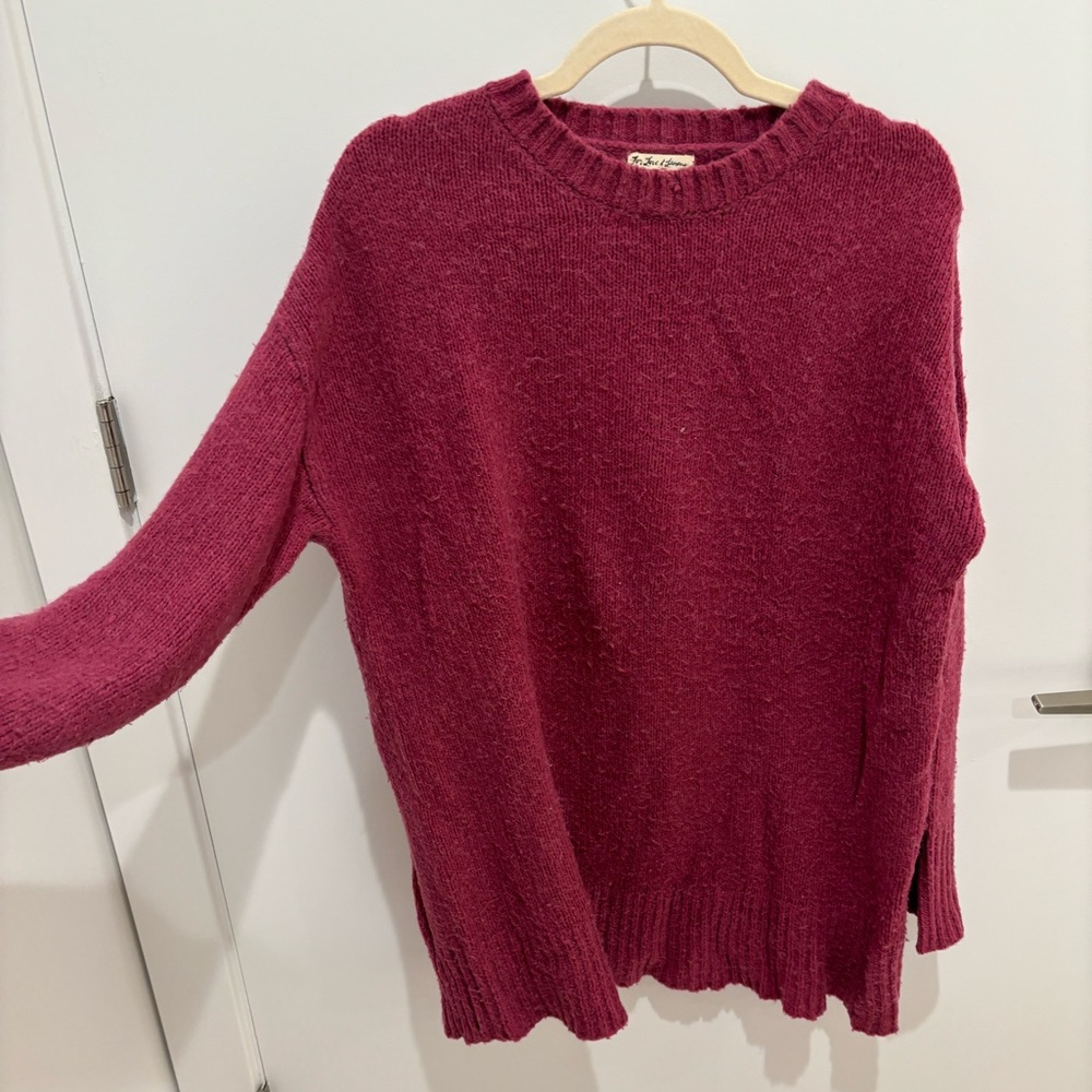 For Love & Lemons Knitz Tunic Sweater in Dark Pink, Size XS